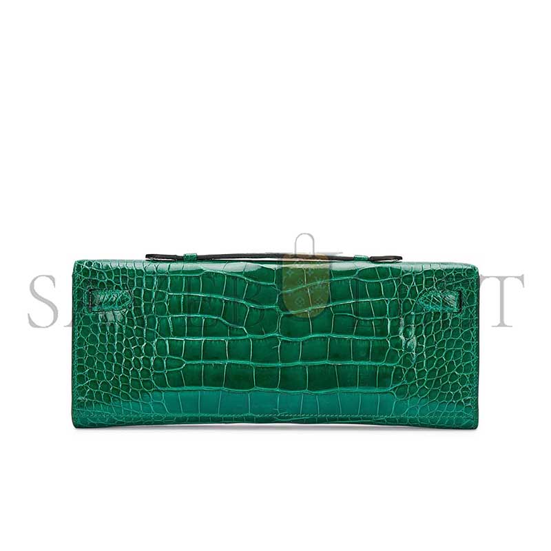 HERMÈS MASTER EMERALD SHINY ALLIGATOR KELLY CUT GOLD HARDWARE (31*13*2cm)